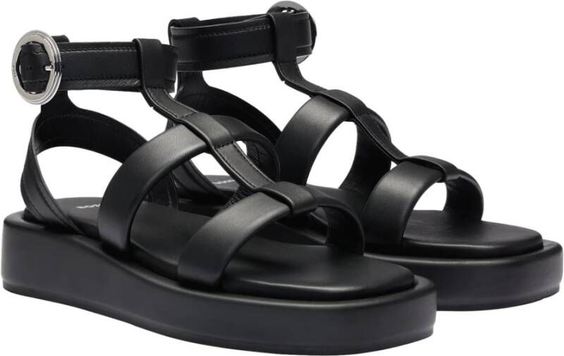 Hugo Boss Elegante Leren Plateau Sandalen Scarlet Model Black Dames