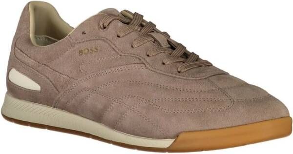 Hugo Boss Iconische leren sneakers met contrasterende details Brown Heren