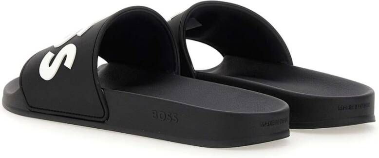 Hugo Boss Zwarte Polyester Heren Slippers Black Heren