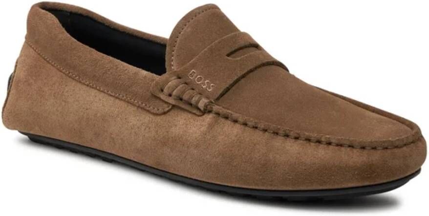 Hugo Boss Tijdloze Suede Penny Loafer Brown Heren