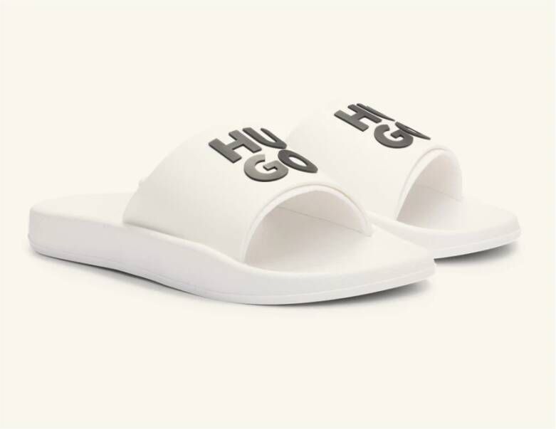 Hugo Boss Witte Slider Sandalen Nil-Slid White Heren