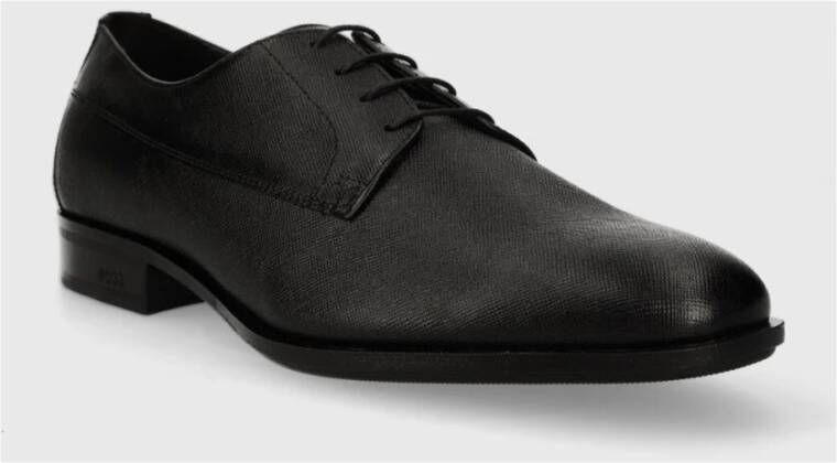 Hugo Boss Zwarte platte veterschoenen Black Heren