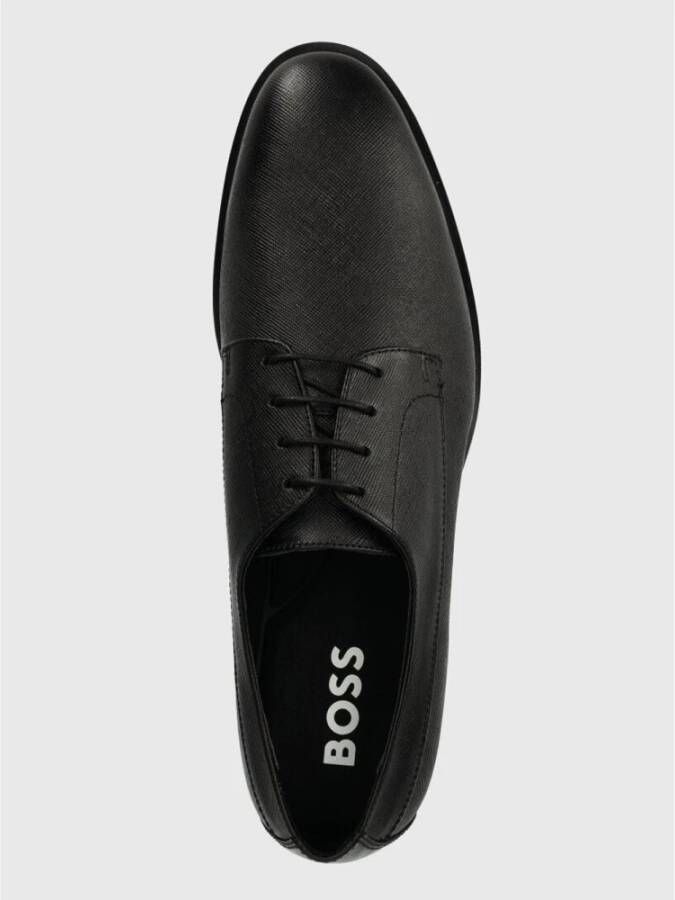 Hugo Boss Zwarte platte veterschoenen Black Heren