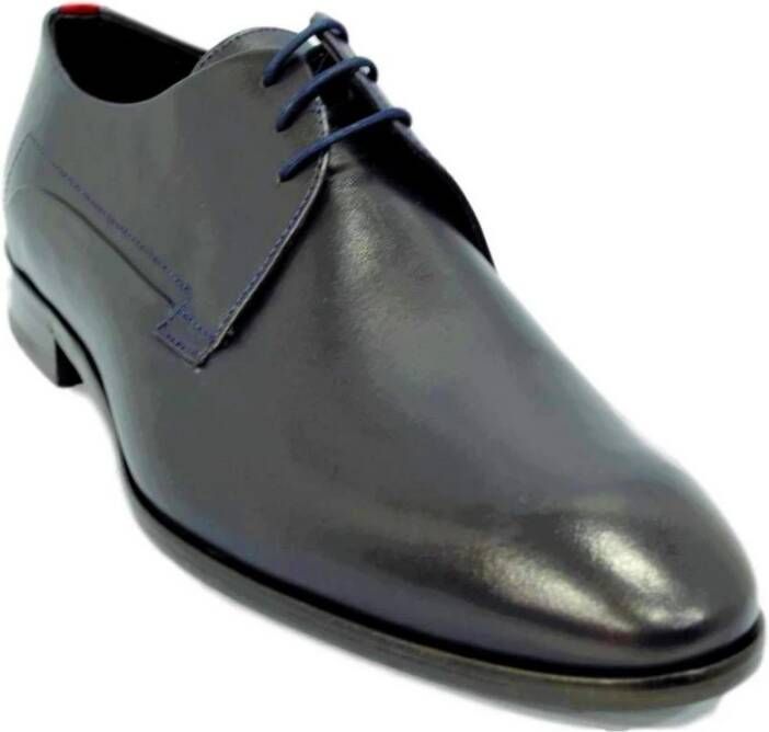 Hugo Heren Leren Veterschoenen Blauw