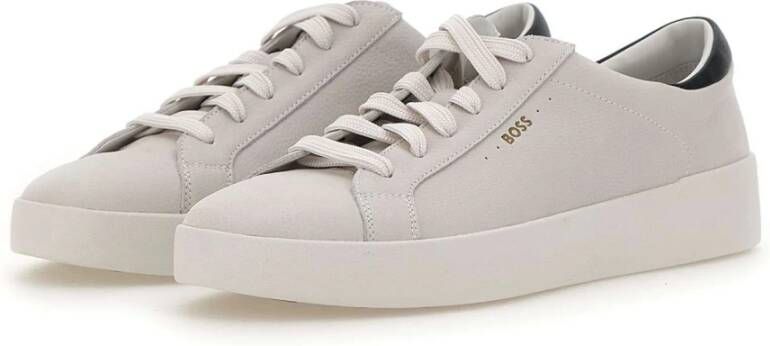 Hugo Witte leren sneakers met gouden logo