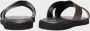 Hugo Zwarte Gekruiste Imitatie Leren Slider Sandalen - Thumbnail 3