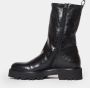 Hundred100 Zwarte leren biker enkellaarzen Black Dames - Thumbnail 3