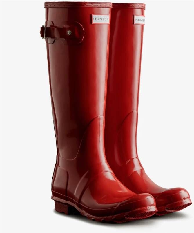Hunter Rode Hoge Glans Laarzen Schoenen Red Dames