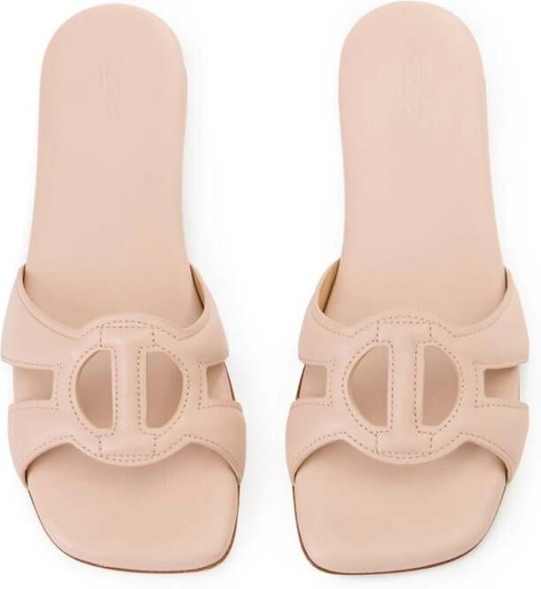 Iceberg Blush leren lage sandalen met monogramband