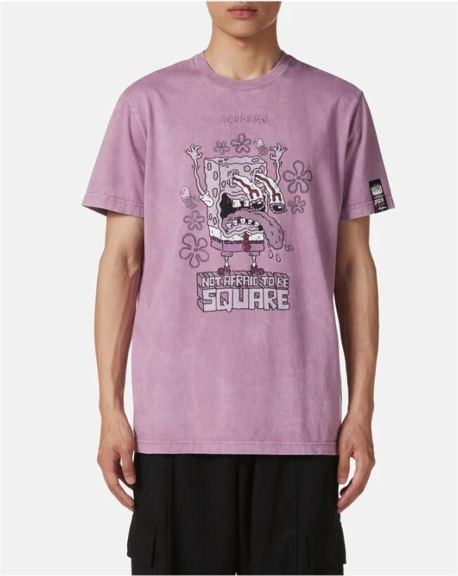 Iceberg Framboos Regular Fit Jersey T-shirt met SpongeBob-print