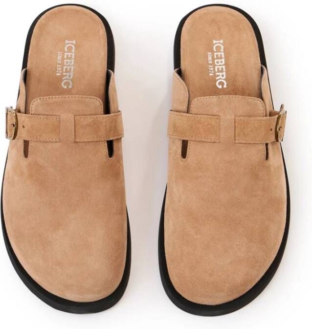 Iceberg Lage muiltjes in terracotta kleur met band en gesp
