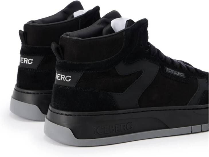 Iceberg Oversized sneakers geïnspireerd op vintage basketstijl Black Heren
