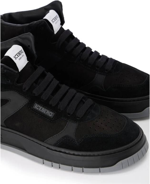 Iceberg Oversized sneakers geïnspireerd op vintage basketstijl Black Heren