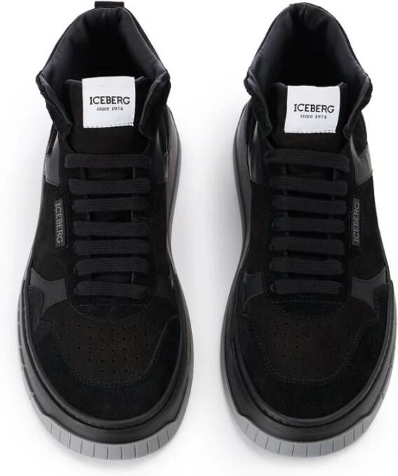 Iceberg Oversized sneakers geïnspireerd op vintage basketstijl Black Heren