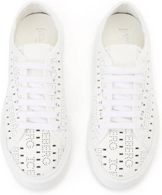 Iceberg Oversized sneakers in geperforeerd wit leer met allover logo