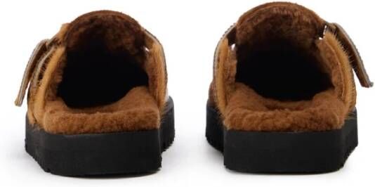 Iceberg Pony leren muil met monogram gesp Brown Dames