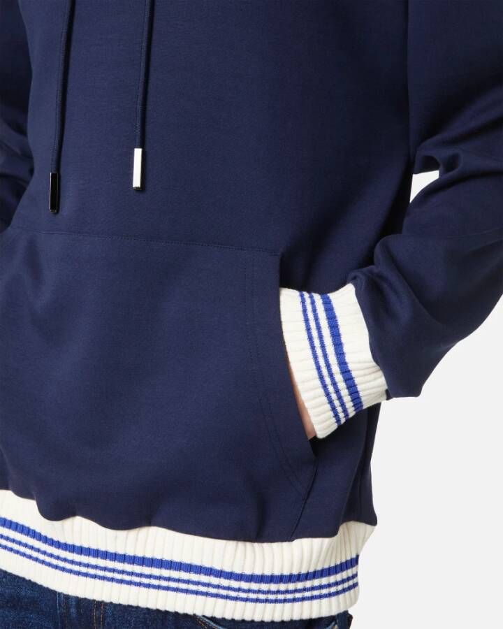 Iceberg Regular fit hoodie in blauw scuba met logo borduursel en gestreepte ribboorden