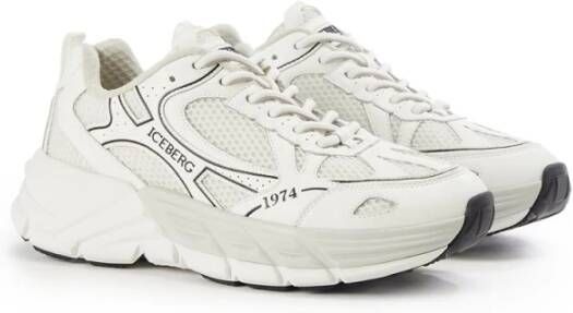 Iceberg Witte Leren Mesh Sneakers White Heren