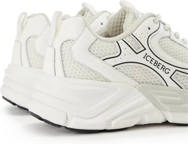 Iceberg Witte Leren Mesh Sneakers White Heren