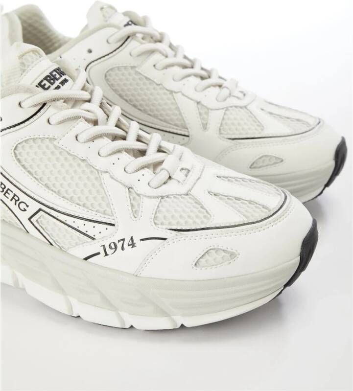 Iceberg Witte Leren Mesh Sneakers White Heren