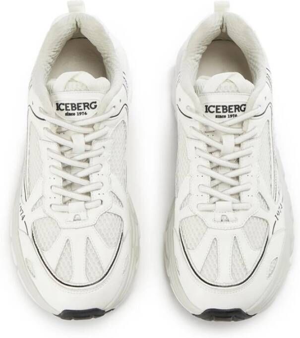 Iceberg Witte Leren Mesh Sneakers White Heren