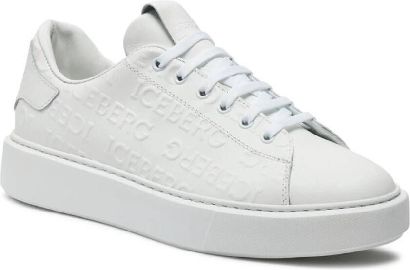 Iceberg Witte Leren Sneakers Regular Fit White Heren