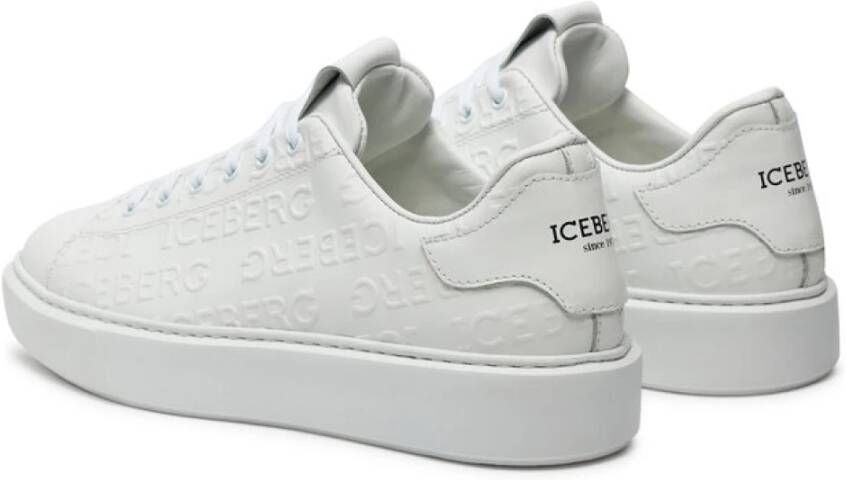 Iceberg Witte Leren Sneakers Regular Fit White Heren