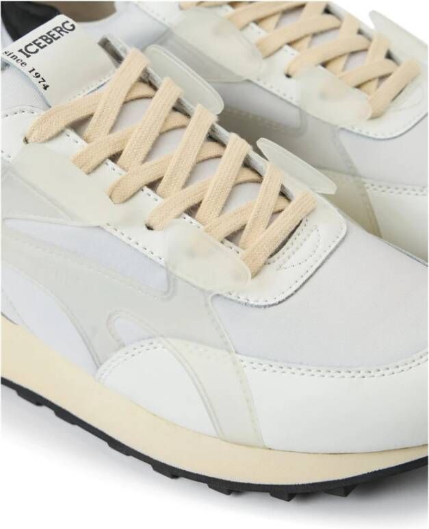Iceberg Witte op sport geïnspireerde sneakers van leer en suède Multicolor Heren