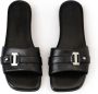 Iceberg Zwarte leren platte sandalen met voorband en monogramdetails Black Dames - Thumbnail 8