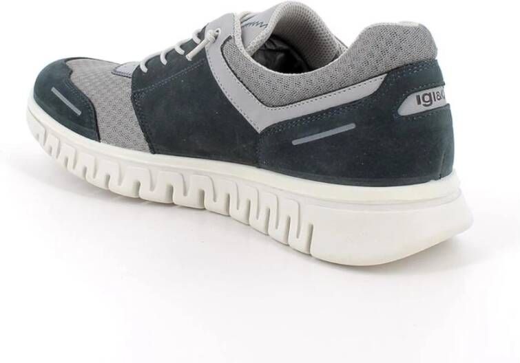 Igi&Co Blauwe technische mesh sneakers voor heren