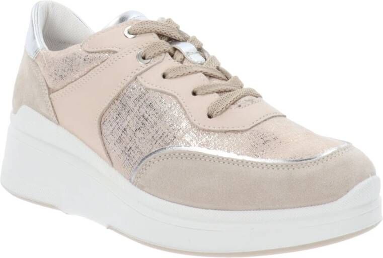 IGI&Co Leren en Stoffen Dames Sneakers Beige Dames