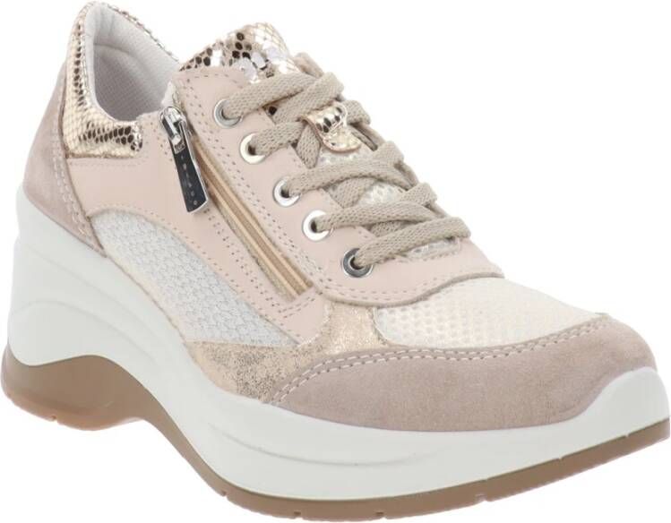 IGI&Co Leren en stoffen damessneakers Beige Dames