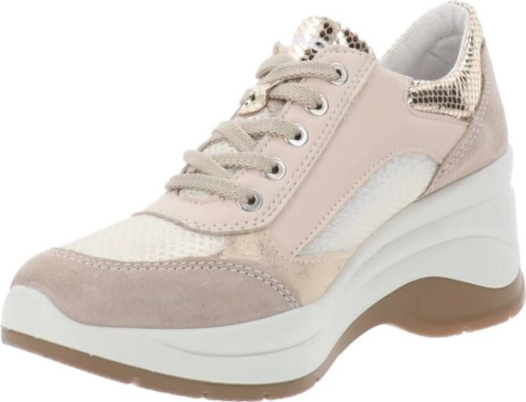 IGI&Co Leren en stoffen damessneakers Beige Dames