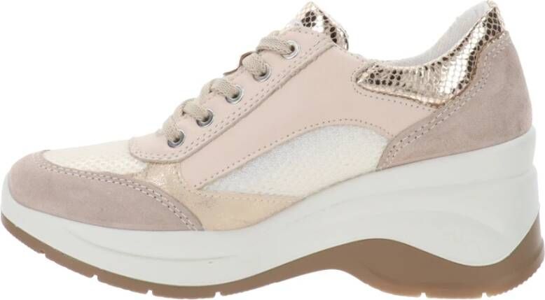 IGI&Co Leren en stoffen damessneakers Beige Dames