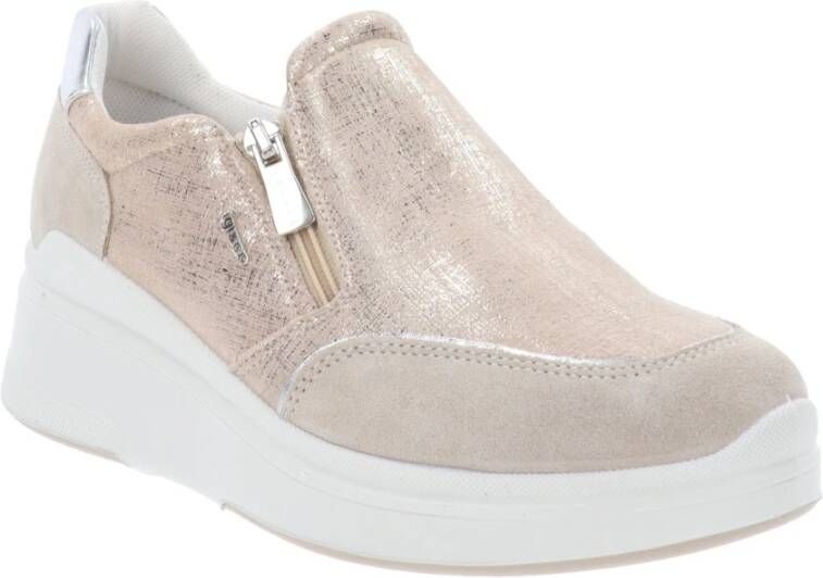 IGI&Co Leren en Stoffen Rits Sneakers Beige Dames