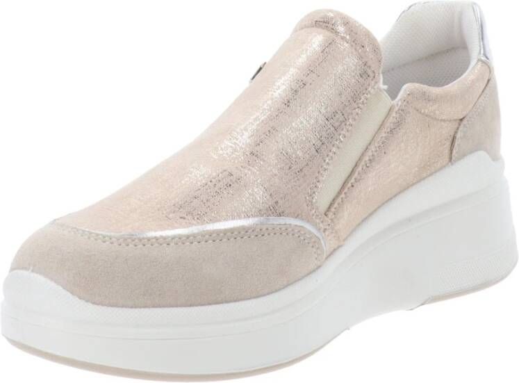 IGI&Co Leren en Stoffen Rits Sneakers Beige Dames