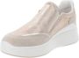 IGI&Co Leren en Stoffen Rits Sneakers Beige Dames - Thumbnail 4