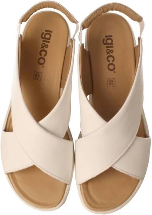 Igi&Co Witte leren sandalen met gewatteerde hiel