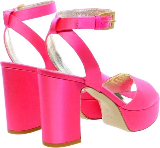 Ines De La Fressange Paris Roze Satijnen Plateau Sandaal Pink Dames