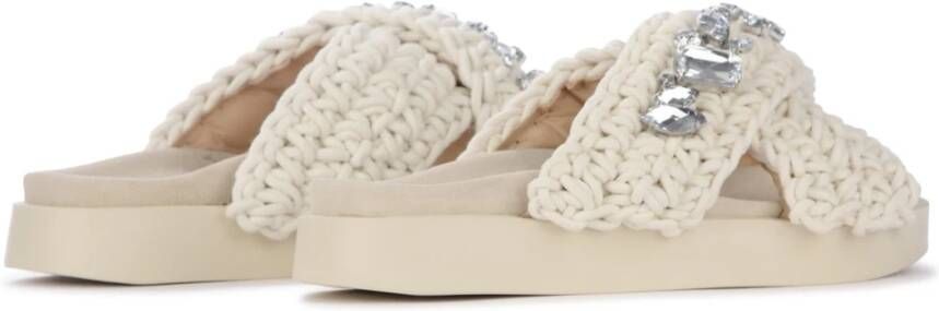 Inuikii Ivoire Slipper met Kruisdesign en Steentjes White Dames