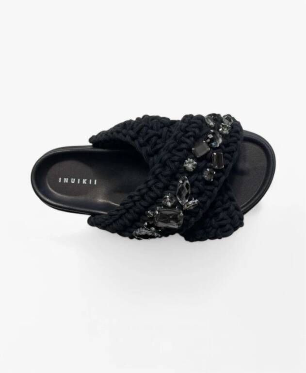 Inuikii Geweven Stenen Zwarte Sandalen
