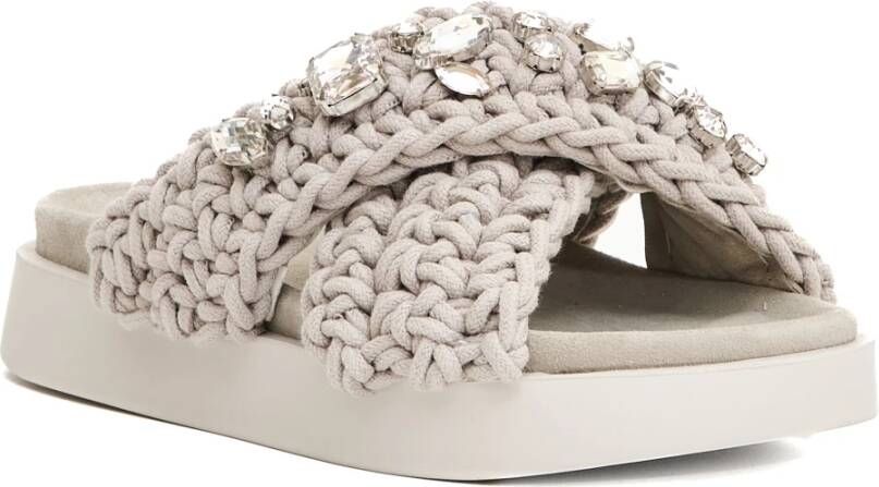 Inuikii Grijze Sandalen met Strass