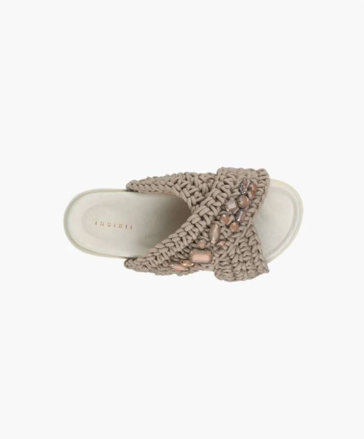 Inuikii Taupe Geweven Stenen Sandalen Beige Dames