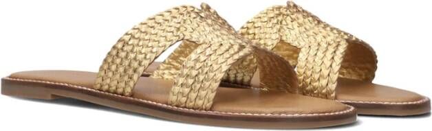 Inuovo Gouden Gevlochten Slippers Yellow Dames