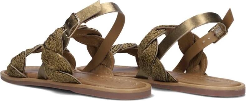 Inuovo Khaki Leren Gevlochten Sandalen Green Dames