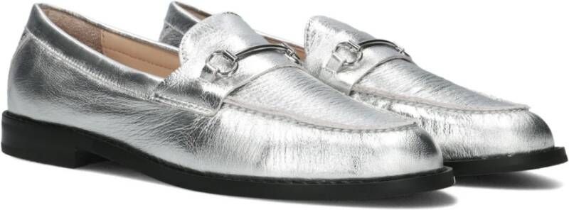 Inuovo Zilveren Leren Loafers B01004 Gray Dames