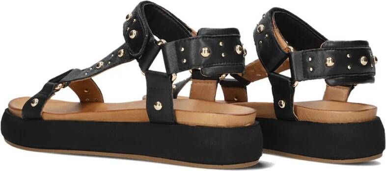 Inuovo Zwarte platte sandalen met plateauzool