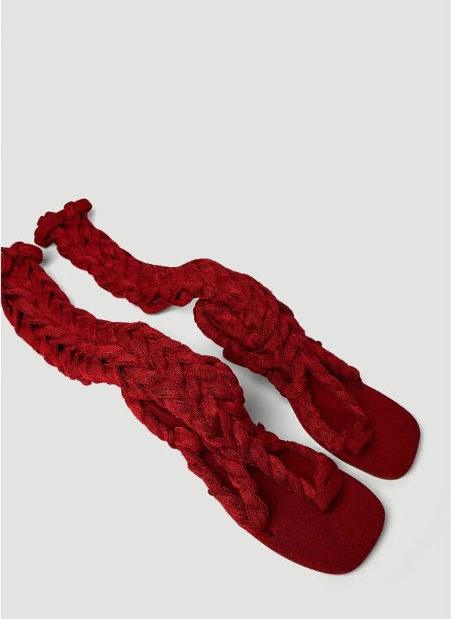 Isa Boulder Spiral Cable Knit Boot Sandals Red Dames