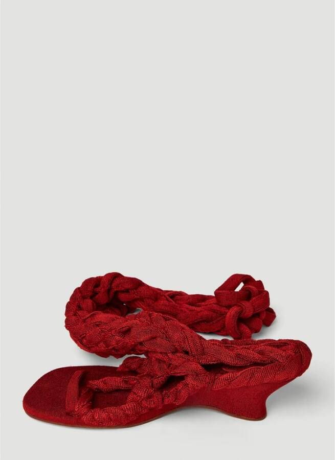 Isa Boulder Spiral Cable Knit Boot Sandals Red Dames