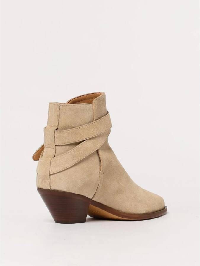 Isabel Marant Beige Suede Gesp Enkellaarzen